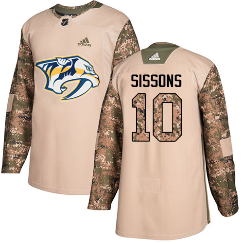 Adidas Predators #10 Colton Sissons Camo Authentic Veterans Day Stitched NHL Jersey - Click Image to Close